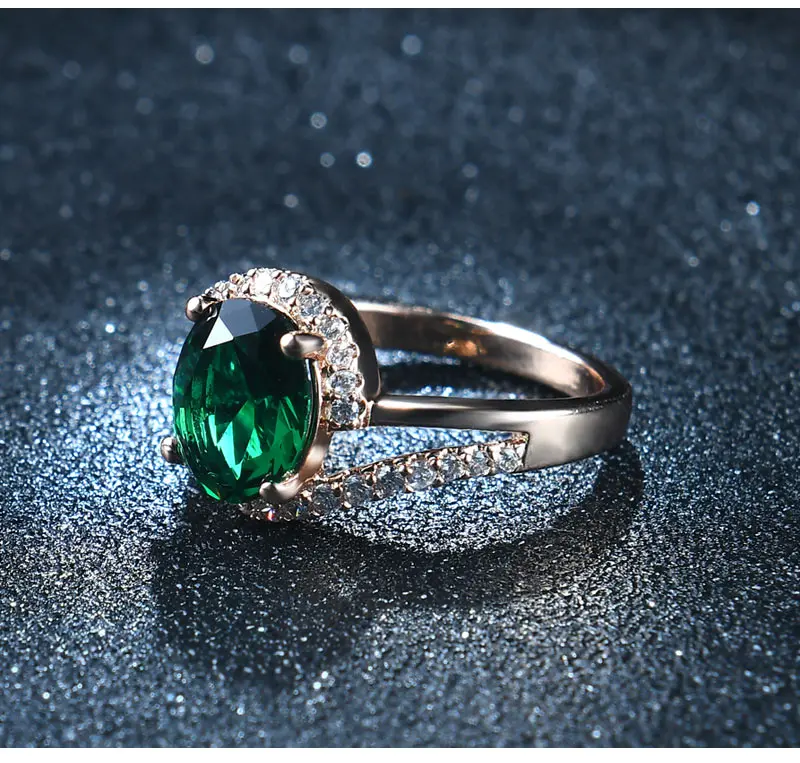 USTAR, Овальные, зеленые, 2.0ct, CZ Кристаллы, свадебные кольца для женщин, микро проложили 30 шт., AAA циркон, женские кольца для помолвки, anel bague femme