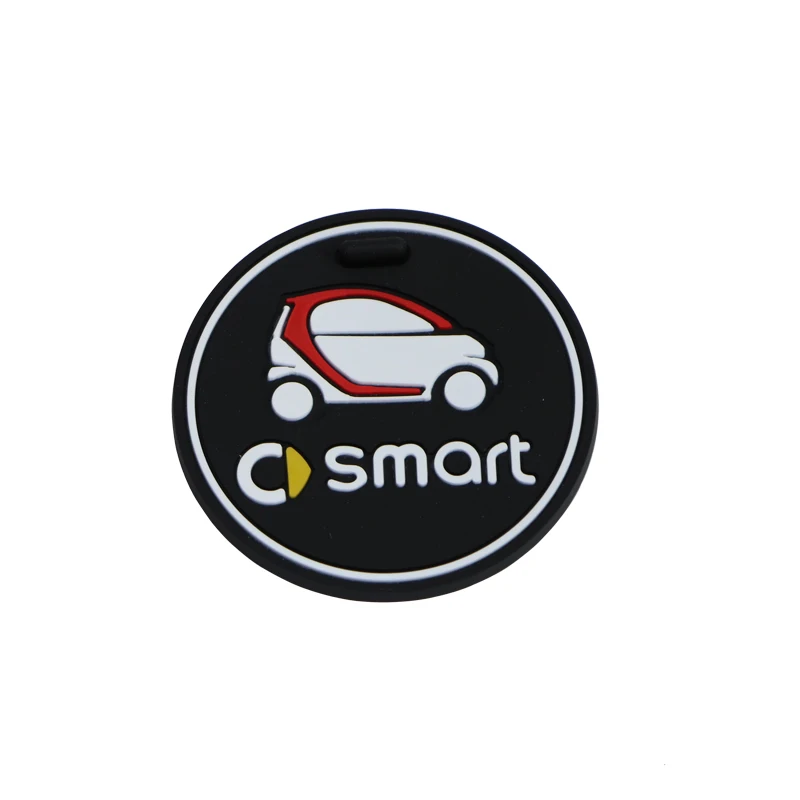 Smart car 1 Piece Нескользящие Коврики для чашек Smart Fortwo Forfour 453, флуоресцентные Чехлы для хранения логотипов, противоскользящие Чехлы, украшение интерьера, стиль автомобиля - Название цвета: Smart car 1 Piece