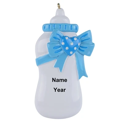 Baby Blue Bottle Детское первое рождественское персонализированное Рождественское украшение, домашнее украшение подарок на день рождения ребенка, орнамент ручной работы - Цвет: Baby Blue Bottle