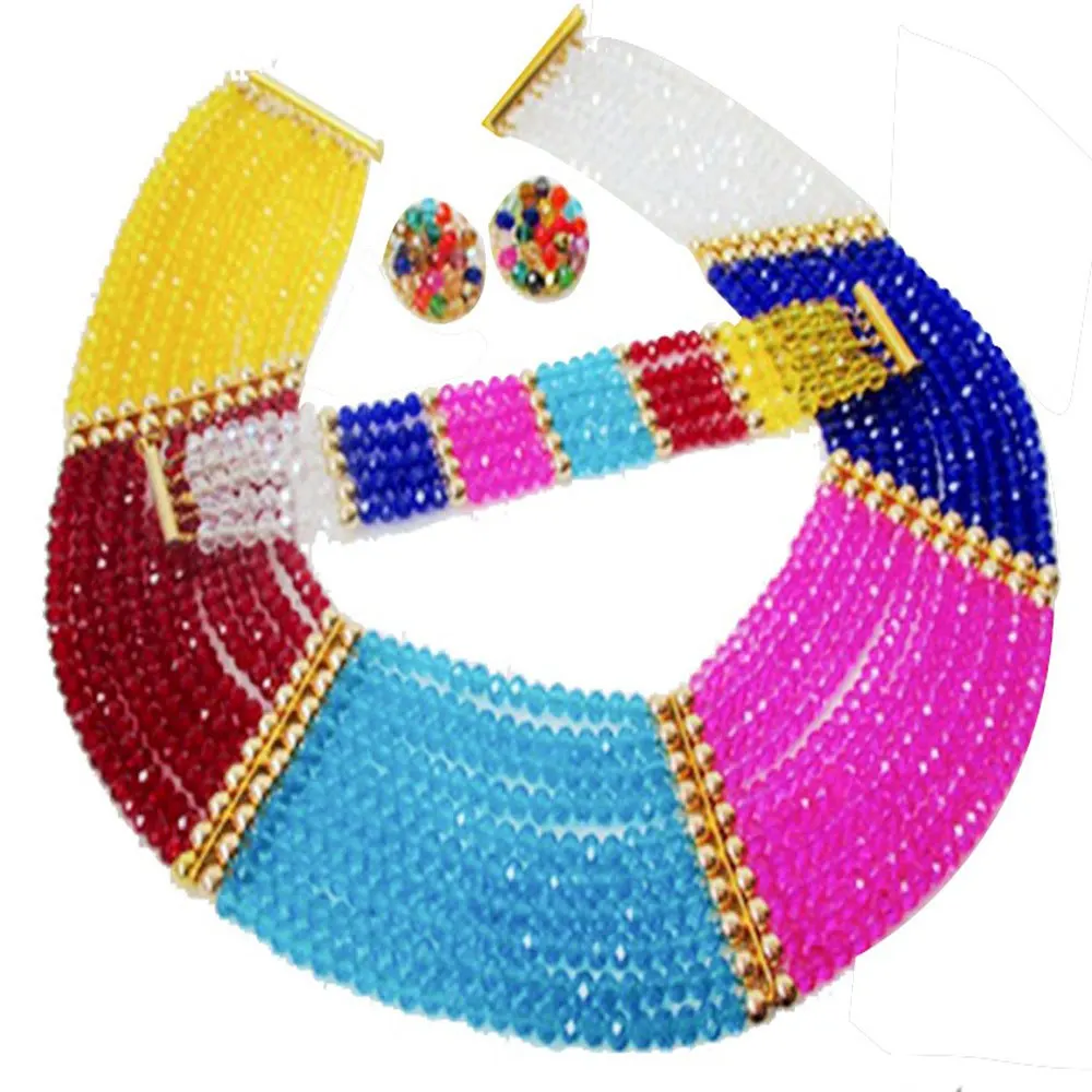 Многоцветный Кристалл бисером африканские бусы нигерийские Свадебные вечерние