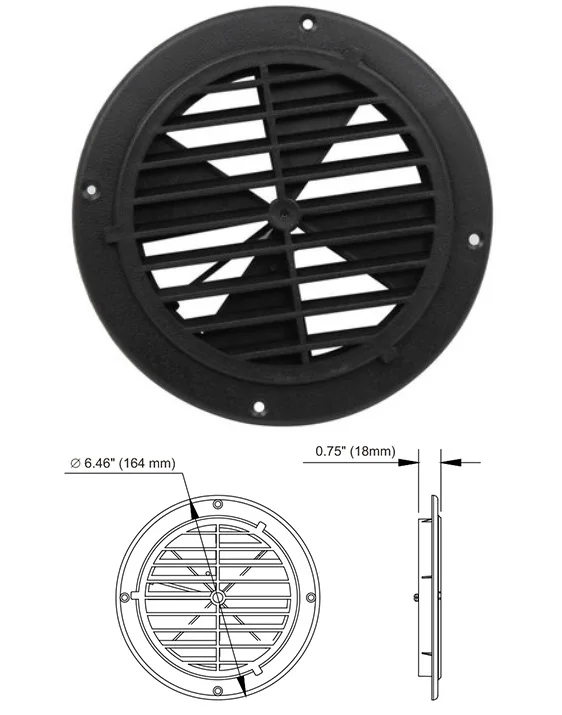 Round 164mm black Пластиковая вентиляционная решетка для вентиляционного отверстия, крышка для вентиляции RV, прицеп для яхты, караван, настенное потолочное крепление - Цвет: Round 164mm black