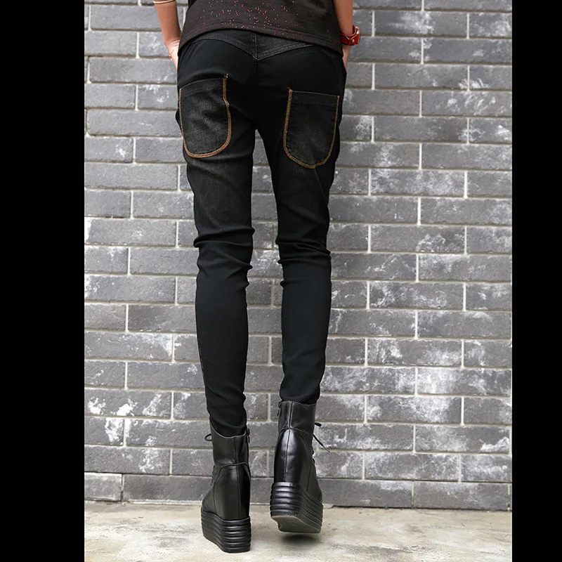 

Casual Jean Pencil pants Embroidery 2020 Fall Women Punk Hip Hop Trousers Elastic Waist Skinny Pants Europe Style LT855S50