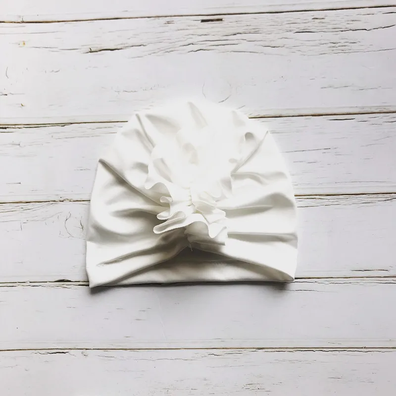 white Модная детская шапка, мягкие хлопковые шапки, милые детские шапки, тюрбан для новорожденных мальчиков и девочек, шапочки, шапки, аксессуары - Цвет: white