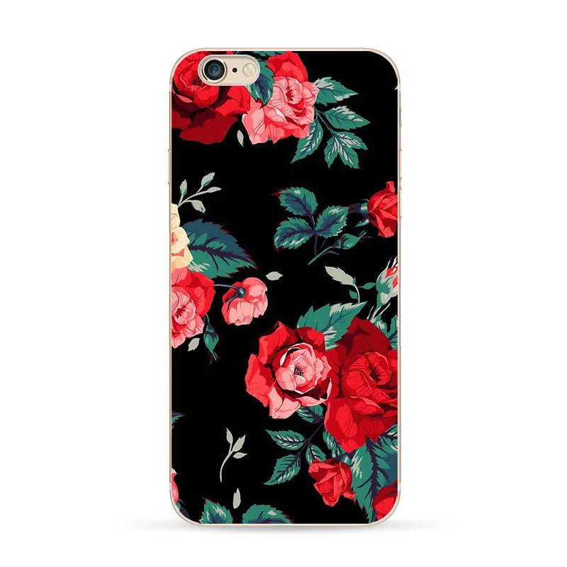 Слоновая кость Чехол для телефона для iphone 7, 7 Plus, 6, 6 S, 5, 5S, SE, чехол из мягкого ТПУ, чехол с цветами, листьями, птицами для iphone 6S, 8 Plus, чехол для iphone xs - Цвет: Слоновая кость
