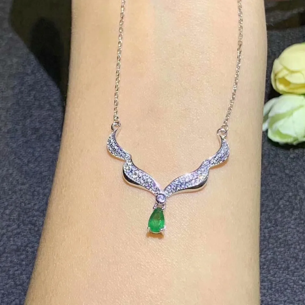 SHILOVEM серебро 925 пробы настоящие натуральные изумрудные кулоны классические
