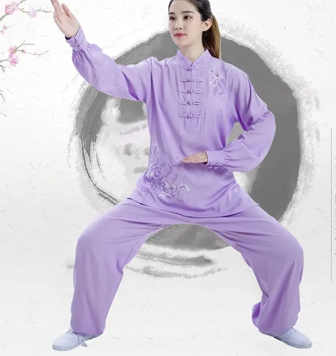 Женский костюм из хлопка и льна с вышивкой кунг фу женская одежда taijiquan