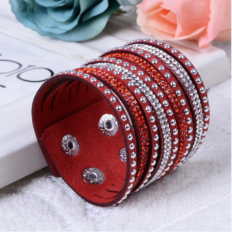 New fashion leather bracelet cufflinks crystal women's LSL084 | Украшения и аксессуары