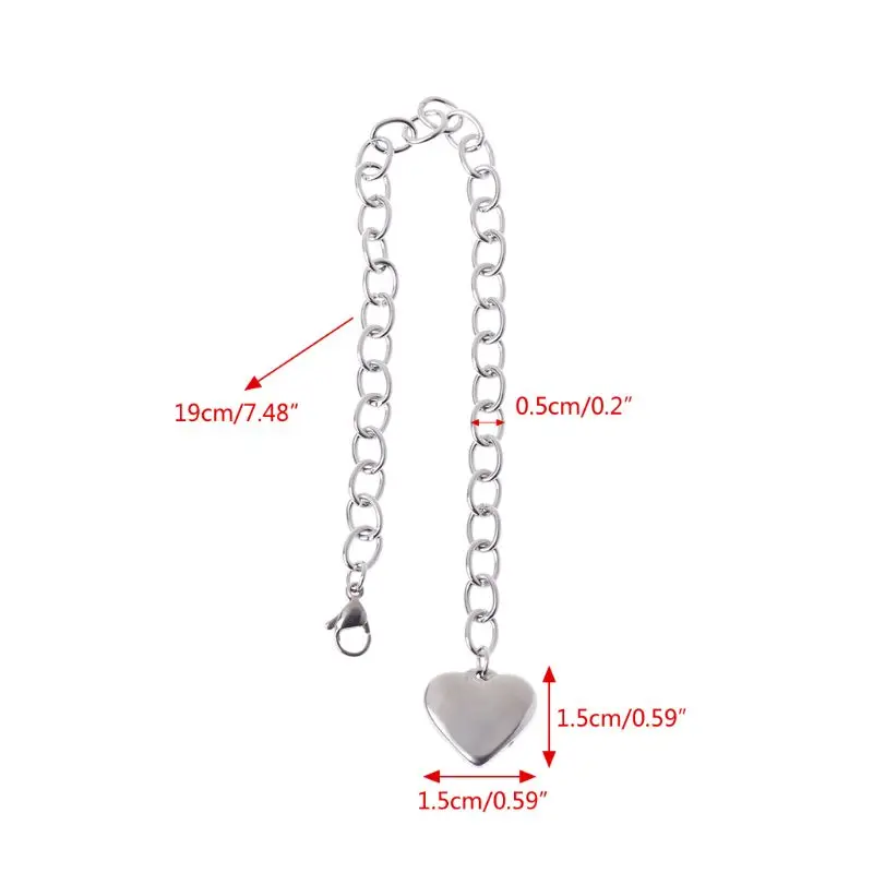 

Stainless Steel Chain Link Bracelets for Women with Finish Heart Charm Bracelet Ornament Accessory