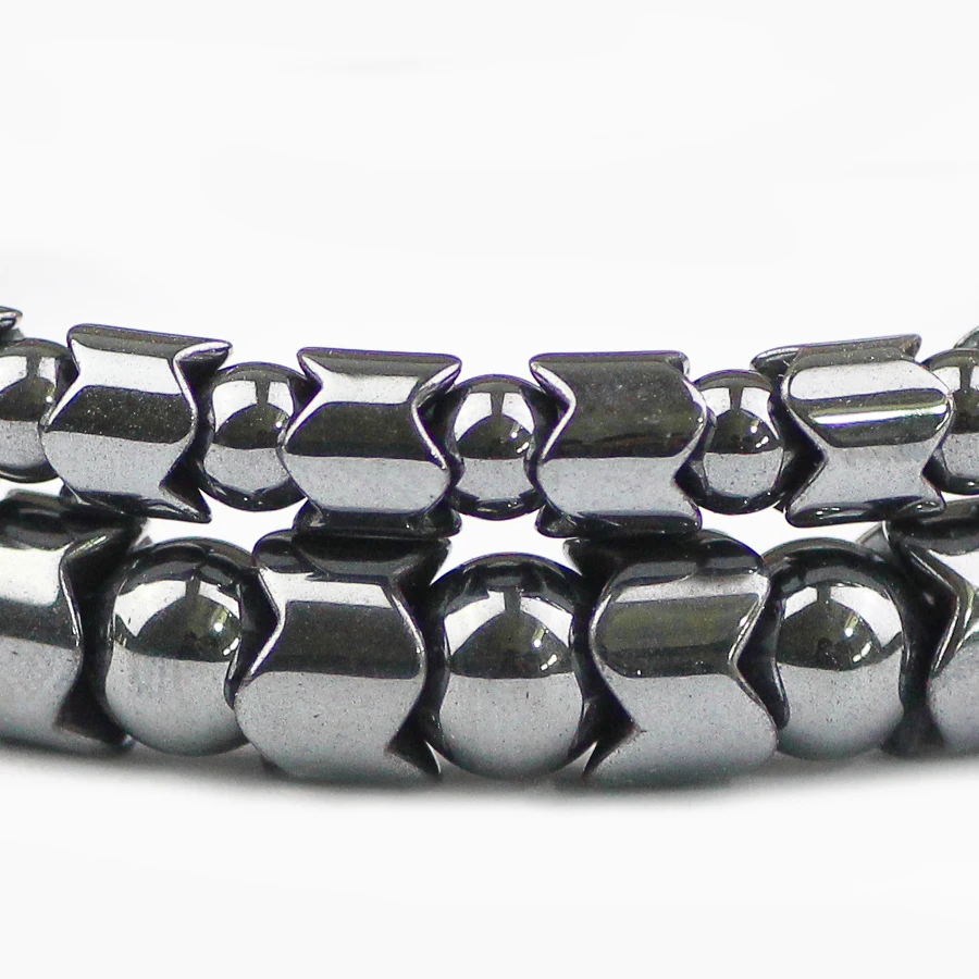 JHNBY Gearwheel 5/7mm Hematite Stone Beads Charms Men Bracelet Gun Black Color Fashion Women Braided Rope Bangle Jewelry Gift | Украшения и