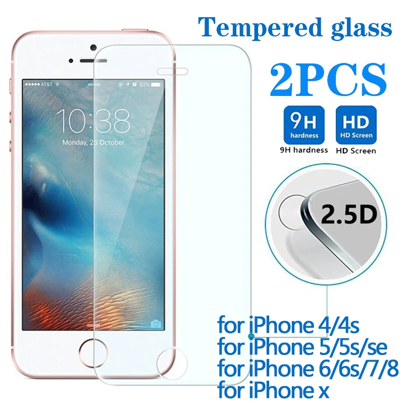 2 шт./лот стекло на для iphone 5S SE 6 6s 7 8 X plus 5 защитное 9 H Твердость царапинам