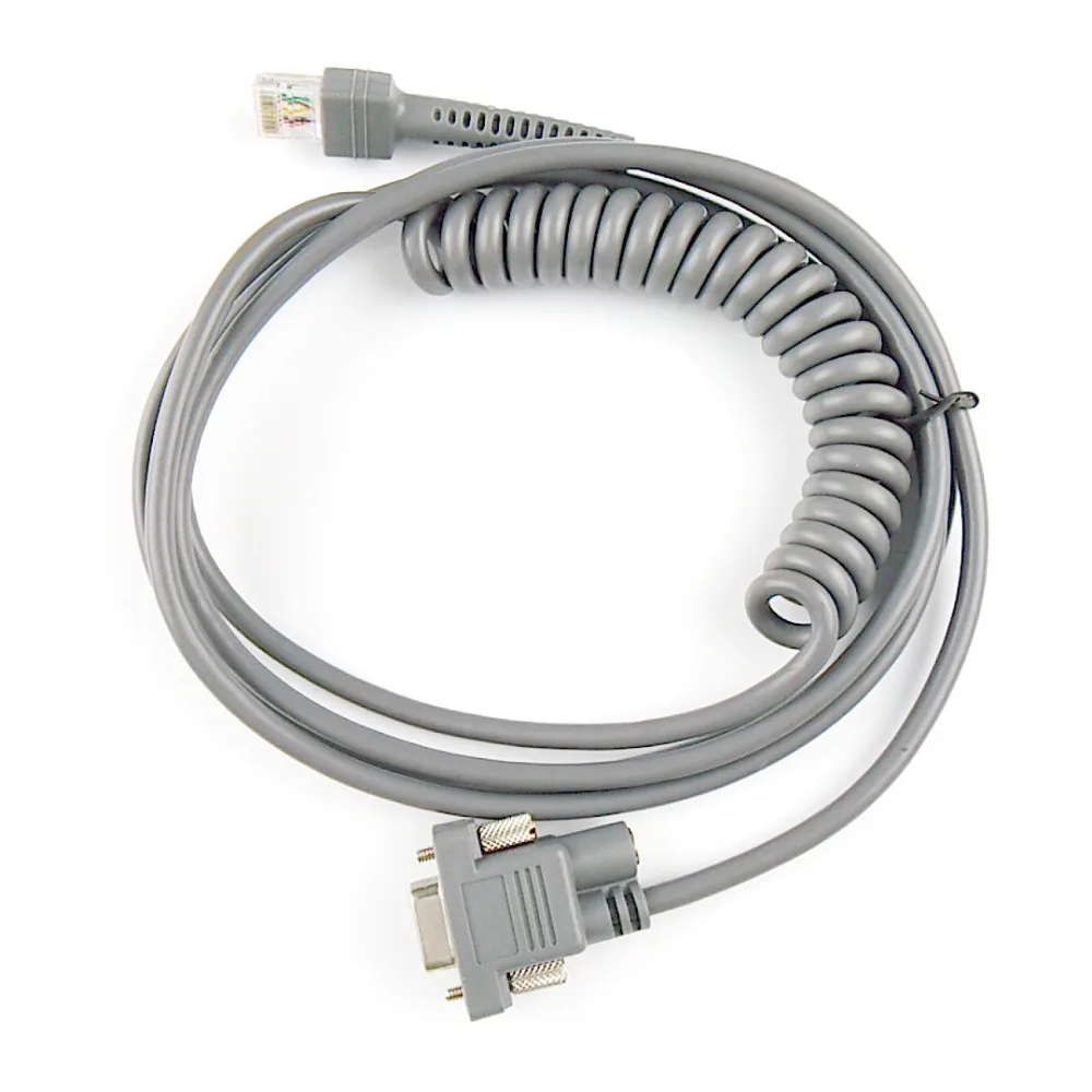 2 шт./лот сканер штрих кода RS232 спиральный кабель 3 м (10 футов) для символа LS2208AP LS1203