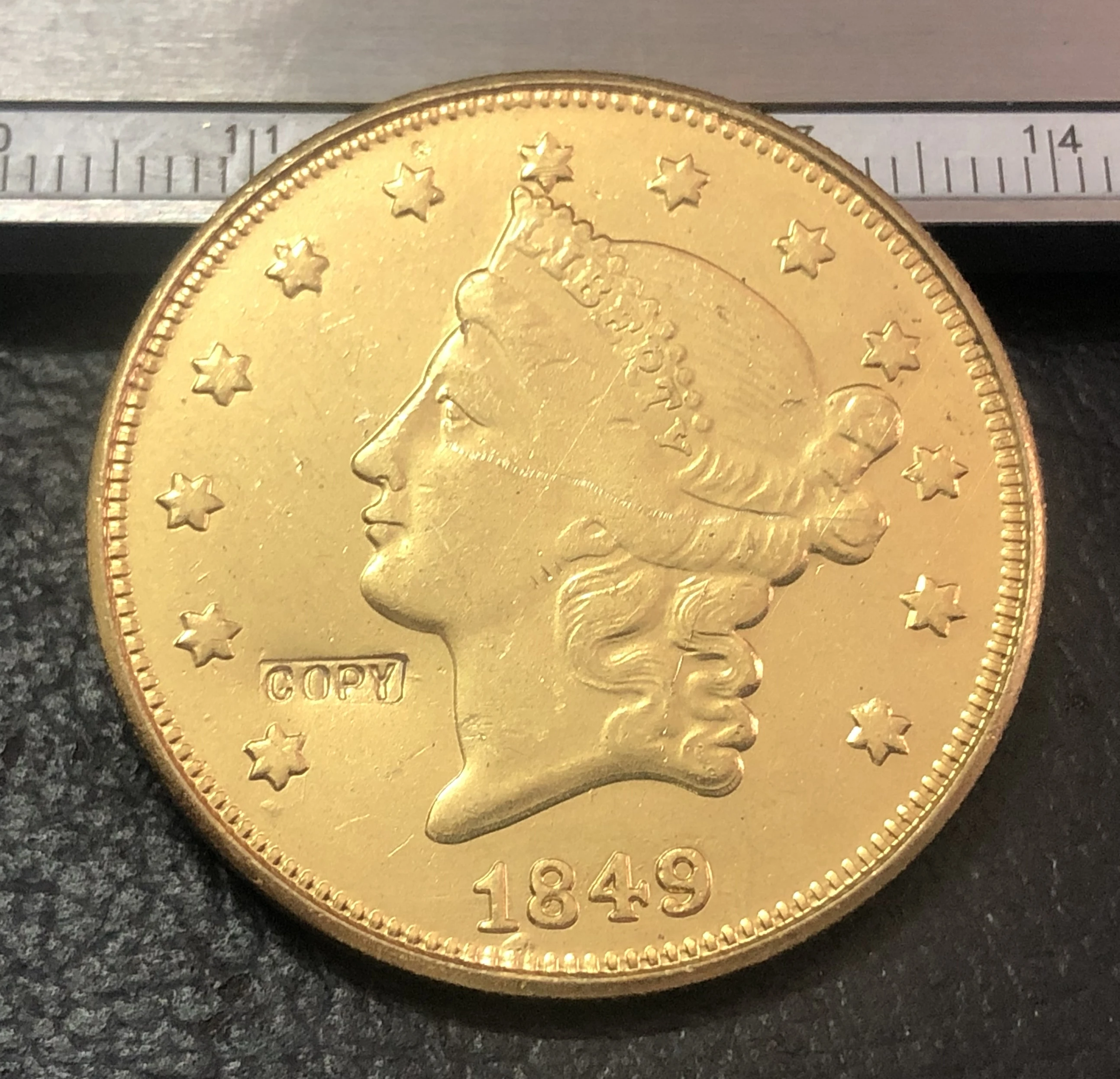1849 P.O.S LIBERTY HEAD(без девиза на обратном направлении) 20 долларов или двуглавый орёл
