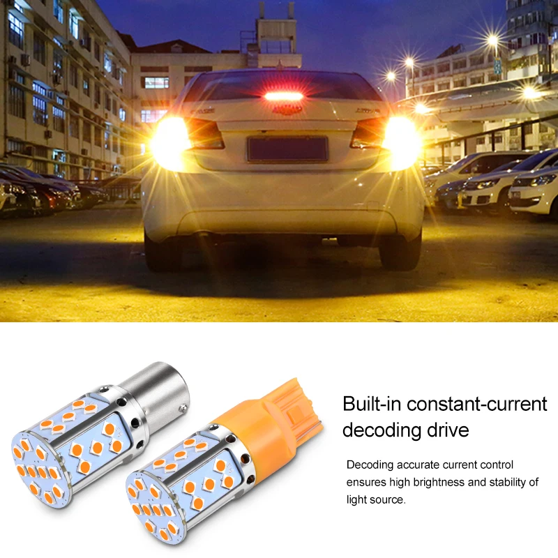 1 шт. светодиодный светильник P21W 1156 BA15S PY21W BAU15S 3030 35SMD лампа Canbus Free T20 7440 W21W для