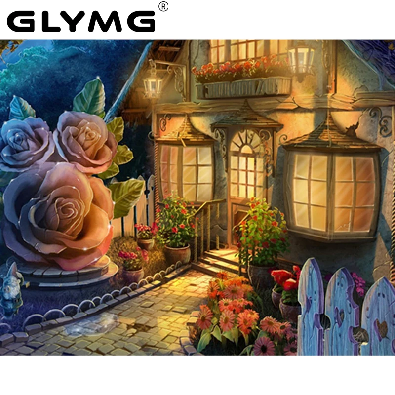 GLymg рукоделие Diy Алмазная вышивка светильник хижина Роза Картина Вышивка крестом