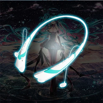 MLLSE Hatsune Miku 2 светодиодный беспроводной наушники и наушники Bluetooth наушники спортивные наушники King glory имя пояса - Цвет: Золотой