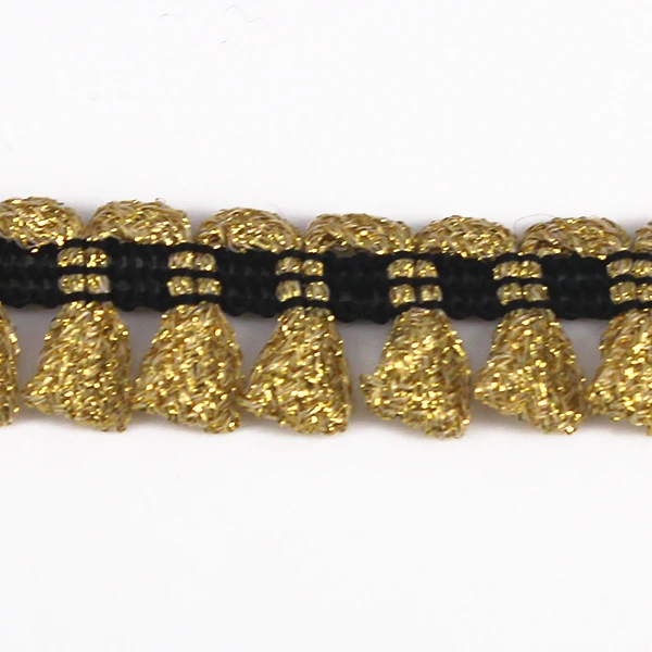 Ремесло плетеная Золотая декоративная бахрома кружевная лента с кисточкой