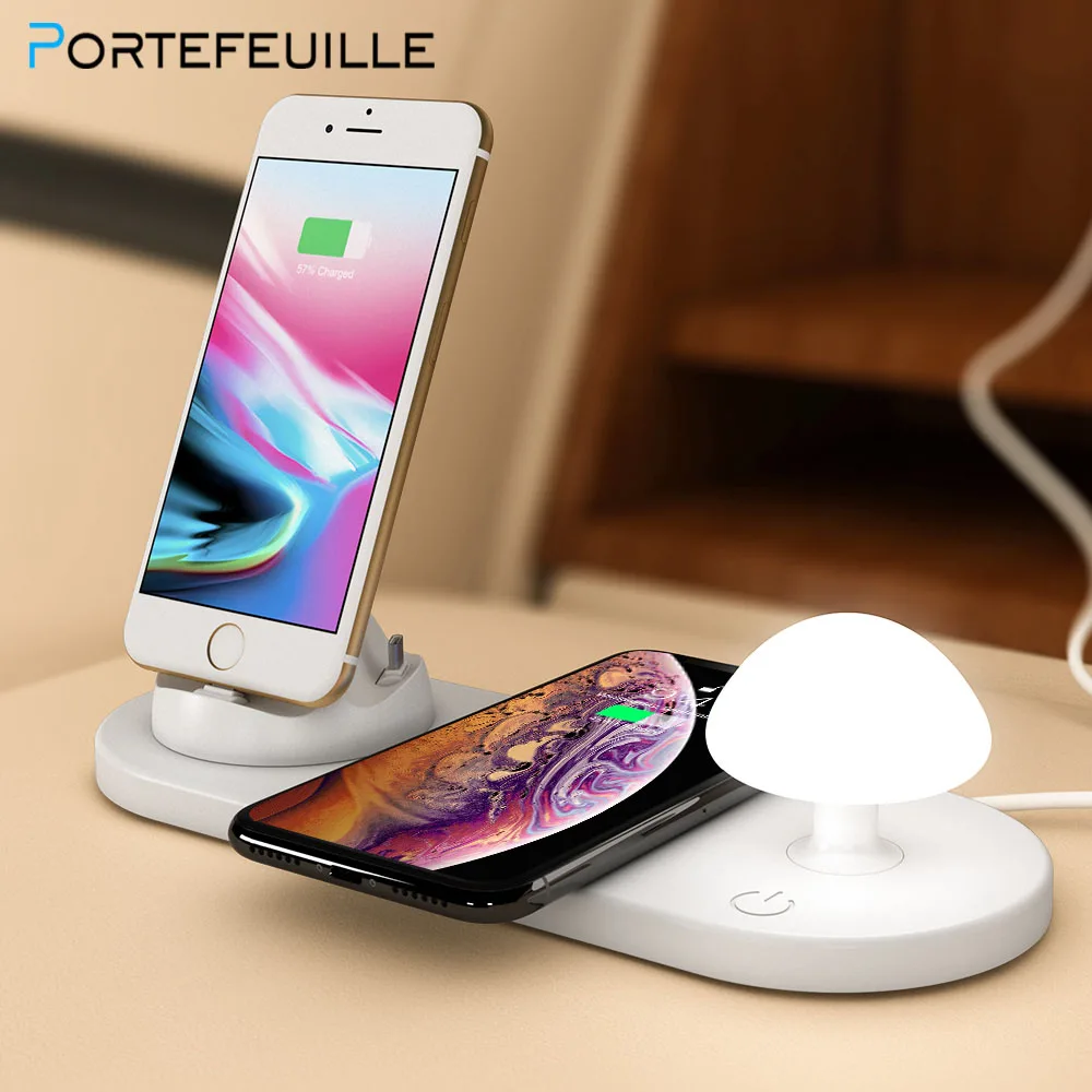 Portefeuille зарядная док-станция для samsung huawei Xiaomi type C Qi Беспроводное зарядное