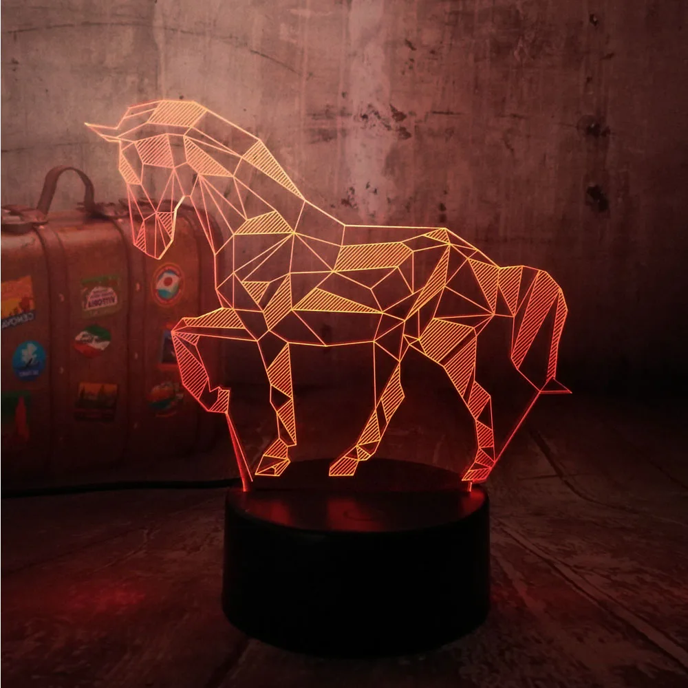 Новинка, 3D светодиодный настольный светильник, конь, RGB, Ночной светильник, USB пульт дистанционного управления, домашний декор, рождественский подарок для детей, детская лампа для сна, Лава
