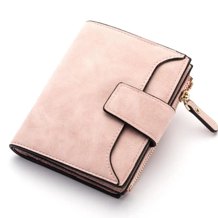 Pink Новое поступление, женские кошельки, трендовые короткие кошельки, кошелек для монет с карманом на молнии, держатели для карт, дизайнерские кошельки, высокое качество, Cartera - Цвет: Pink