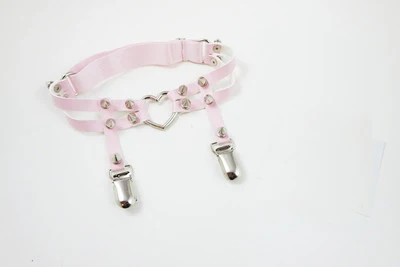 Pink Small Heart Сексуальные подвязки для ног в стиле панк-рок Харадзюку ручной работы, кожаные подвязки с большими шипами в форме сердца, регулируемые подвязки с двойными шипами на бедрах - Цвет: Pink Small Heart