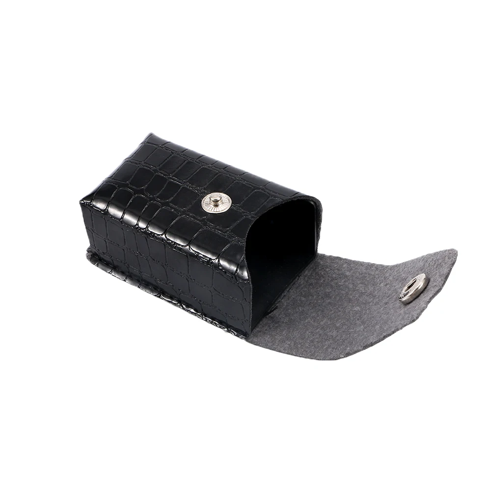 1 шт. Складной футляр для очков из искусственной кожи с нажимной пряжкой черный