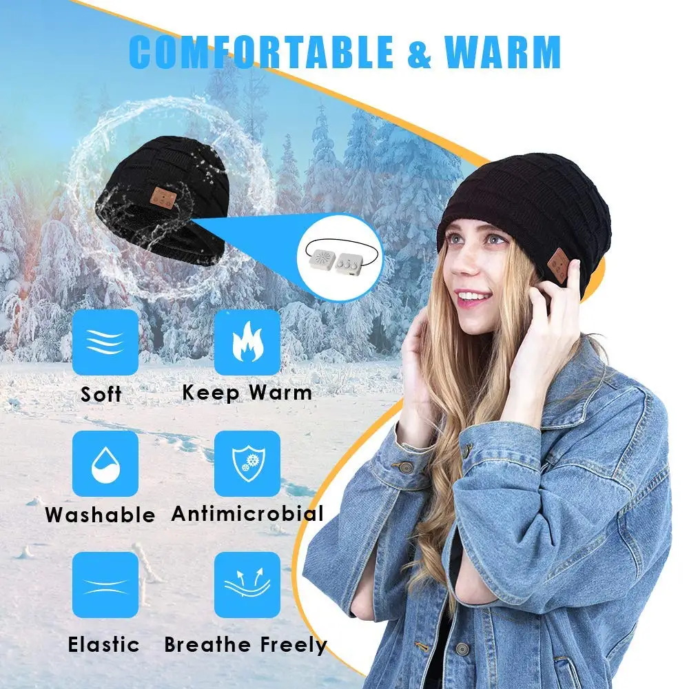 Bluetooth 4,2 унисекс вязаная шапка с беспроводными наушниками Спортивная умная шапка s музыкальная шапка с динамиком микрофоном зимняя теплая шапка гарнитура наушники