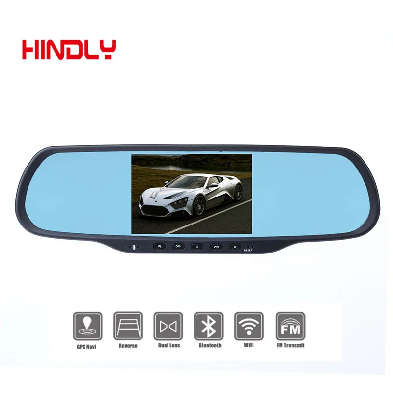 ГОРЯЧАЯ 5.0 &quotСенсорный Dual Cam Автомобилей ВИДЕОРЕГИСТРАТОРЫ с 1 ГБ RAM 8 ROM WiFi FM GPS
