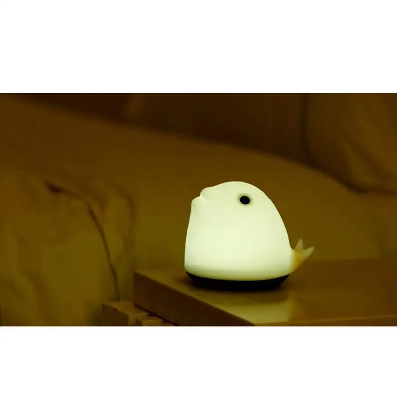 Soft Silicone LED Night Light Adorable Children Nursery Lamp Sensitive Tap Control Whale-shaped Mini Pat Lights USB Rechargeable | Лампы и
