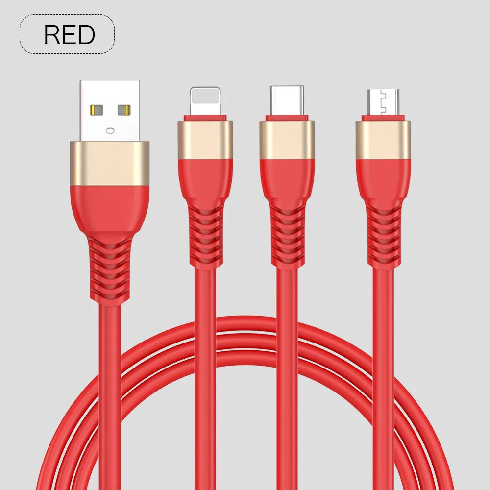 Joyroom 1,5 м Мобильный телефон передачи данных кабель Micro Тип usb C Lightning 3 в 1 USB кабель Android iOS быстро зарядный кабель - Цвет: Red