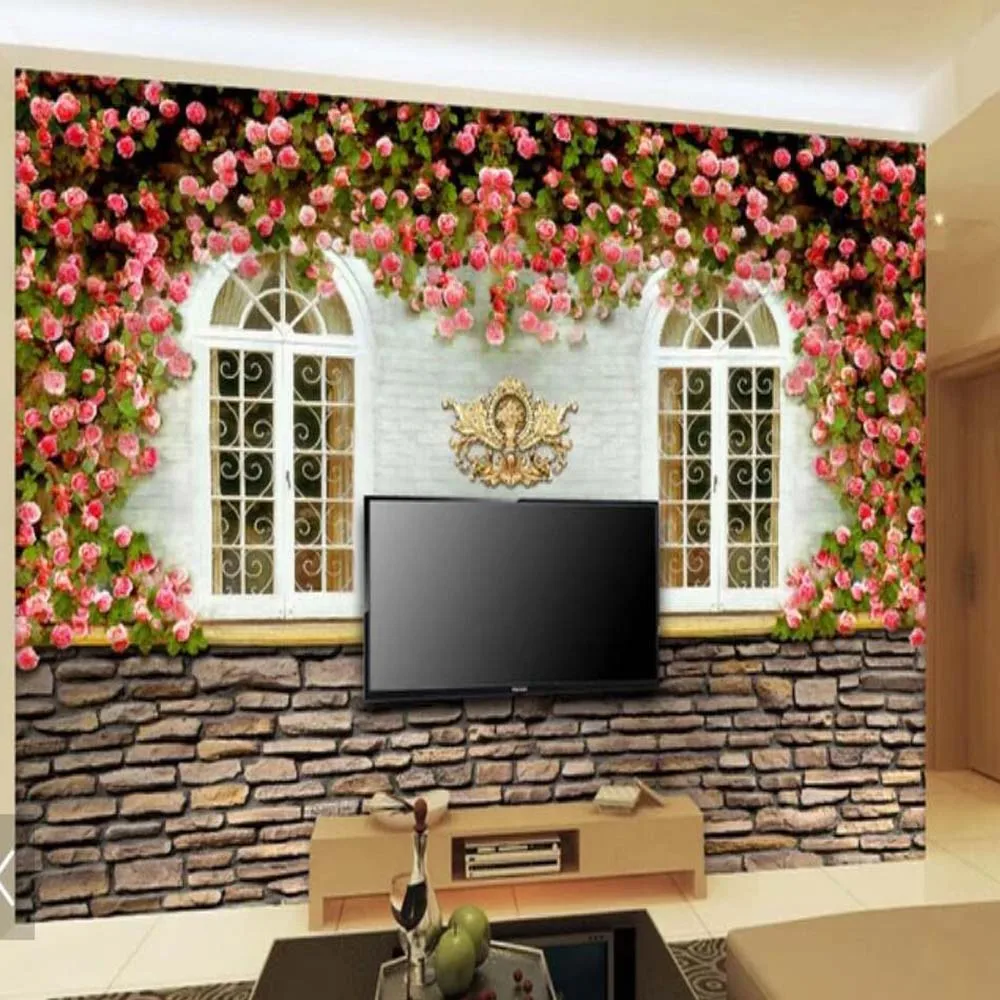 3D цветок обои настенная роспись с розами Гостиная Спальня домашнего декора стены