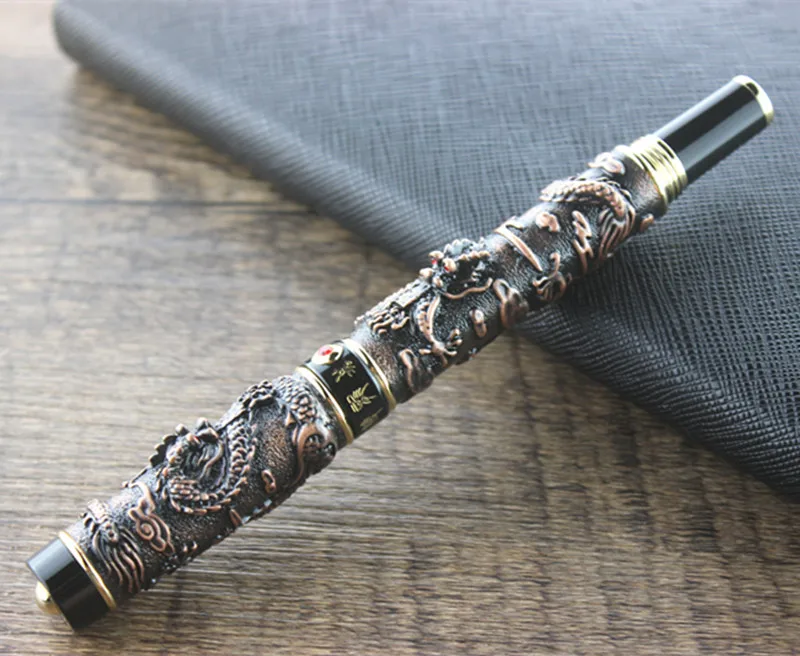 Роскошный Jinhao металлический Дракон авторучка винтажный Iraurita изысканный Подарочный набор бизнес чернила Подарочная коробка с ручками Набор caneta tinteiro - Цвет: 06