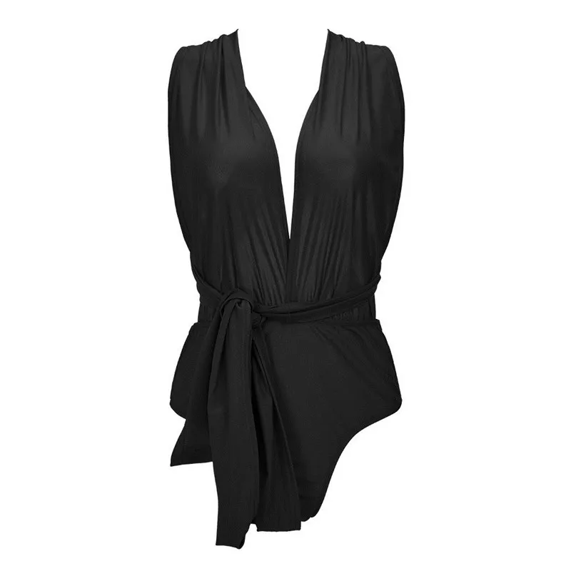 Soild цельный купальник пуш ап бикини Глубокий V сексуальный женский