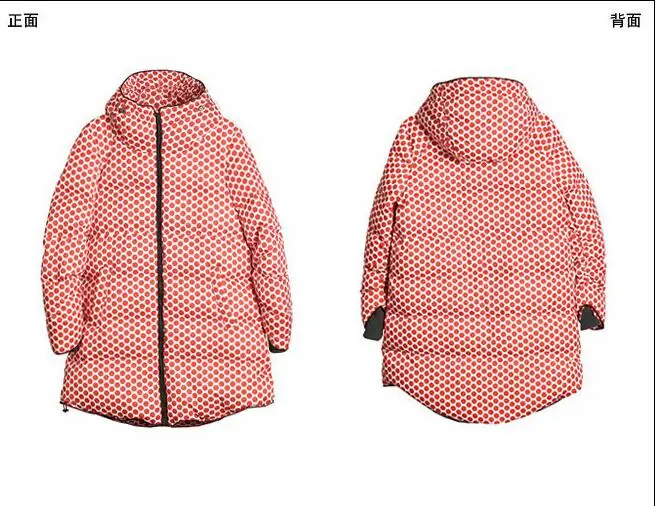 Женский пуховик в мелкий горошек зимнее пальто с капюшоном плотное пуховое