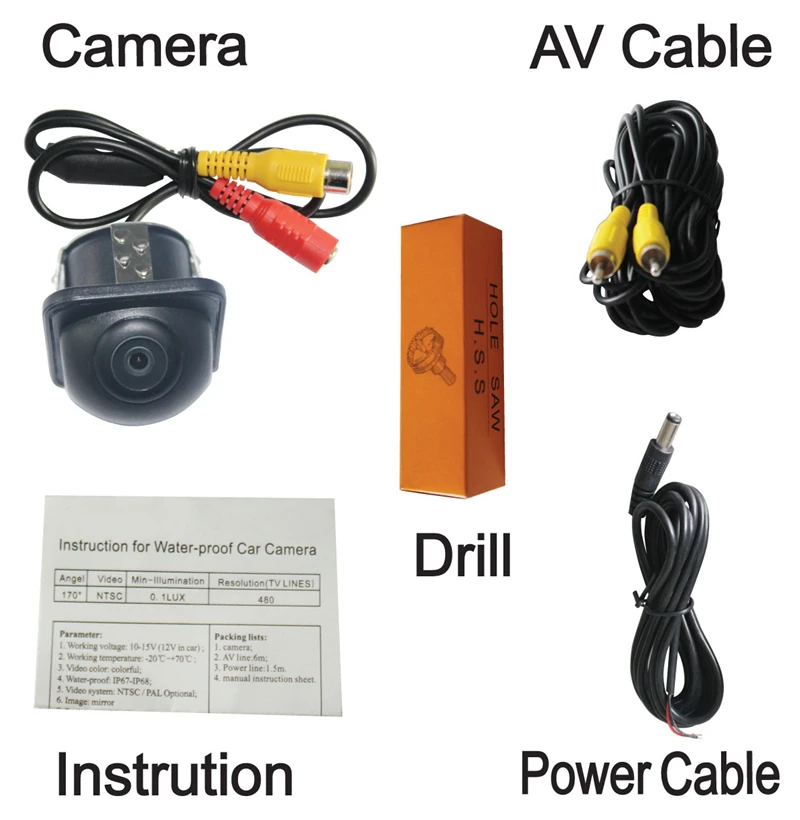 Автомобильная универсальная камера заднего вида с углом обзора 170 градусов