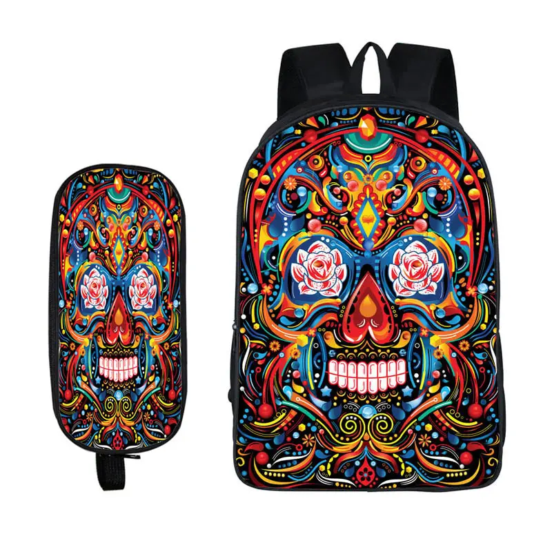 Рюкзак Rock Cold Skull, школьная сумка в стиле аниме, Мультяшные рюкзаки, Детская мода, рюкзак для ноутбука, рюкзак для путешествий для мальчиков-подростков - Цвет: Skull Combo Pack 05