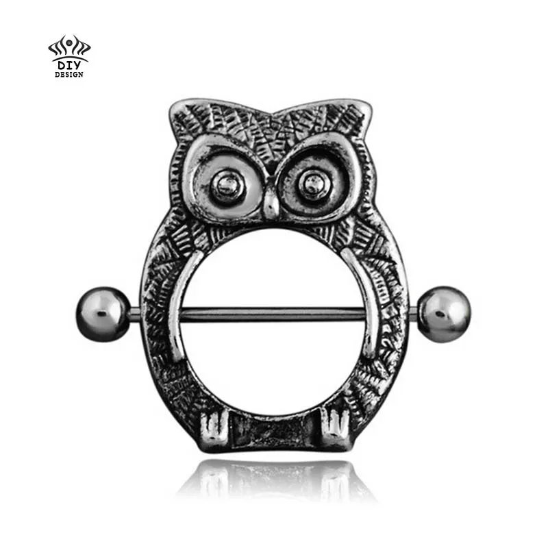 Xuben Stainless Steel owl Nipple Shield Ring Angel Heart Piercing Barbell Jewelry 14g 2 | Украшения и аксессуары