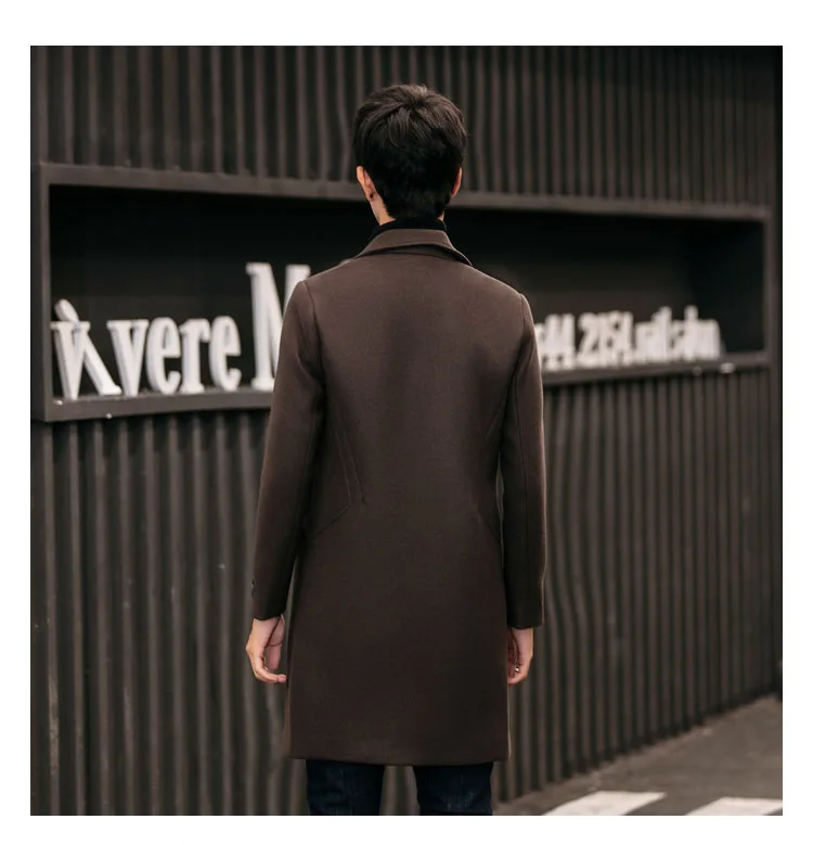 Корейский стиль, английский стиль, мужские пальто, зима, отложной воротник, одноцветная шерсть, пальто и куртки, пальто