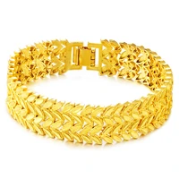 liffly fashion 24k gold bracelet for women jewelry charm bridal wedding anniversary party fine jewelry big bracelets gift