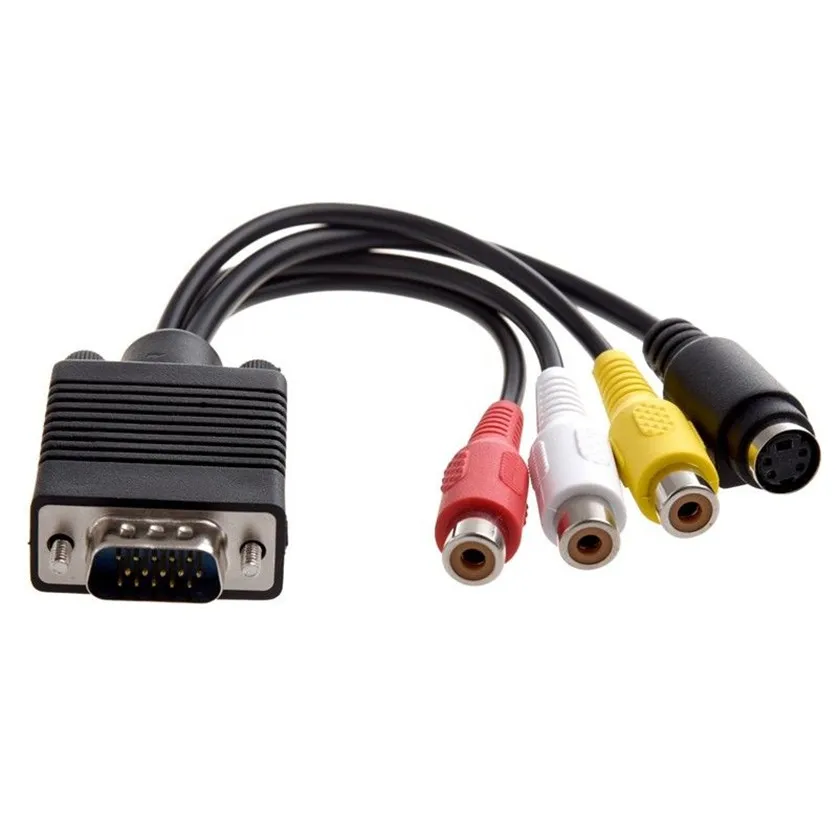 100 шт./лот для ПК компьютера ноутбука SVGA VGA в TV S Video RCA AV 3 аудио 3RCA Видео выход
