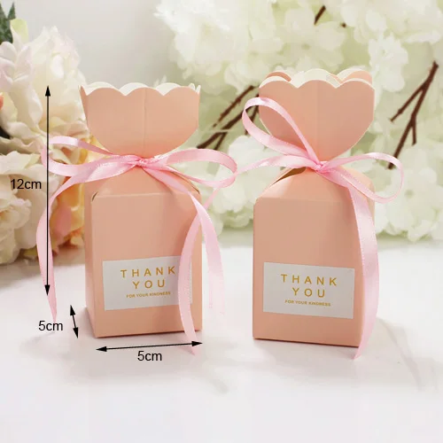 pink 50 шт. коробка для свадебных подарков и сумки в розовую и красную полоску, подарочные коробки для конфет, наклейки на день рождения, праздничная подарочная упаковка - Цвет: pink