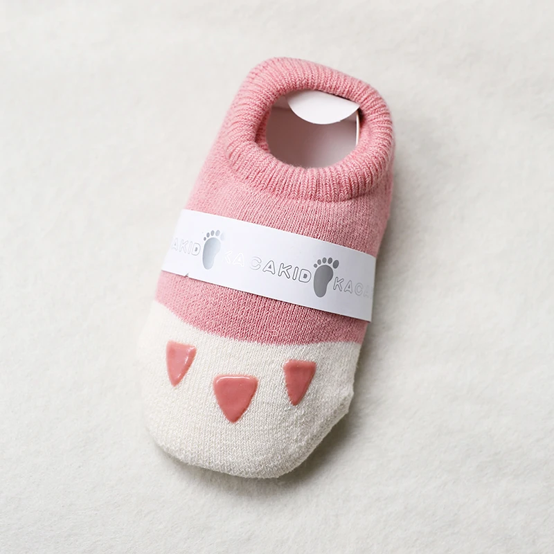 Calcetines gruesos de algod&oacute;n con dise&ntilde;o de pata de dibujos animados para beb&eacute;, para ni&ntilde;os y ni&ntilde;as, antideslizantes, para invierno-3