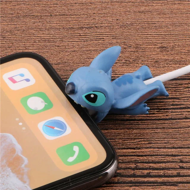 Stitch Кукла животного из мультфильма, кабель для защиты от укуса, органайзер для намотки, держатель для провода для iPhone 5 6s 7 8 plus x Кабель - Цвет: Stitch