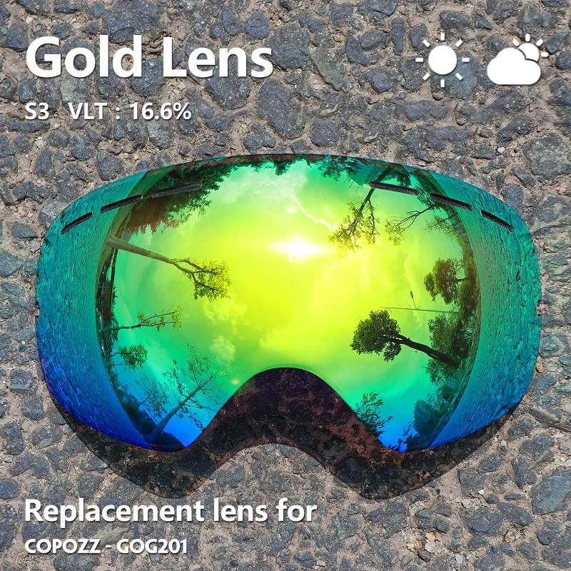 

Sunny Cloudy Lens for ski goggles GOG-201 anti-fog UV400 large spherical ski glasses snow goggles eyewear lenses(Only Lens)