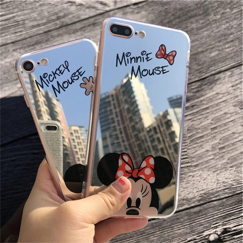 Cartoon Minnie Mouse Women Mirror Phone Cases for Samsung Galaxy S8 S9 Plus Note 8 9 Silicone Soft Back Cover Cute |