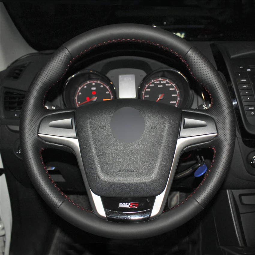 MEWANT черная натуральная кожа модель MG5 MG 5|car steering wheel cover|steering coverwheel cover |