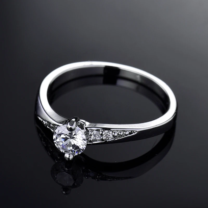 GULICX 2017 Брендовое модное свадебное кольцо на палец белое золото цвет Кристалл CZ