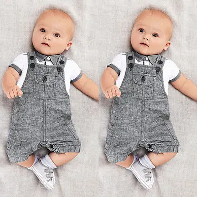 Комплект одежды из 2 предметов для маленьких мальчиков Футболка Топ + комбинезон