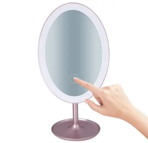 USB светодиодный настольный зеркало 3 уровня затемнение макияж зеркало заполняющее свет косметические зеркала для комода - Цвет: rose gold