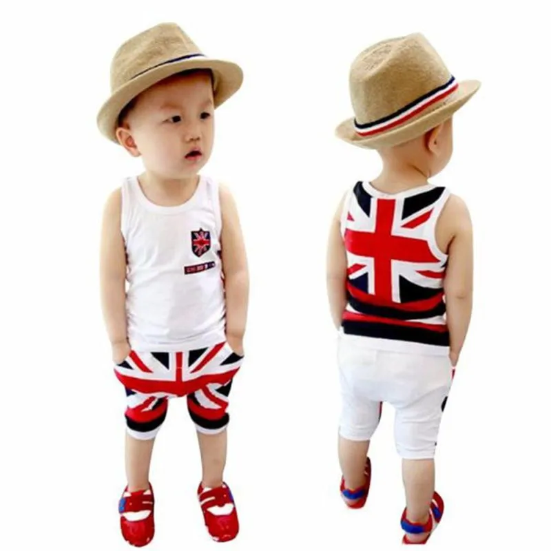 

Uk Flag Print Kids Clothes Boys Sets Kids Baby Union Jack Outfits Sleeveless Summer Vest Tops Pants Set Baby Boy Summer Clothes