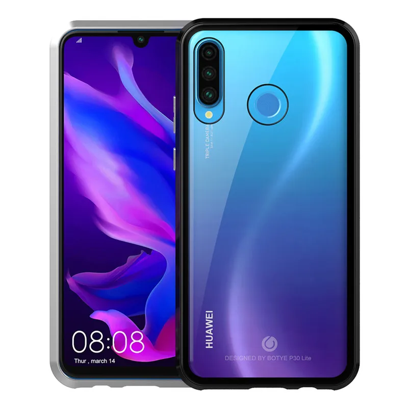 Роскошный магнитный металлический бампер чехол для huawei P30 Pro чехол 360 прозрачное стекло полный корпус чехол для телефона для huawei P30 P30 lite